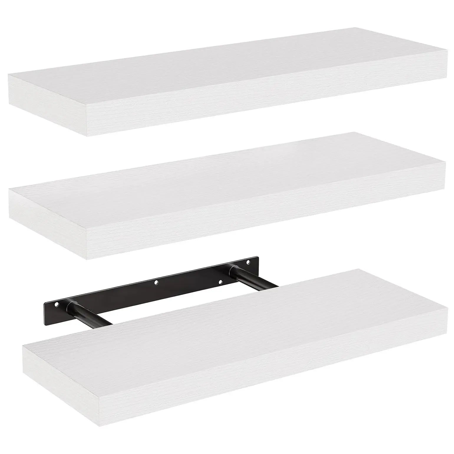 One-Line Floating Wall Shelf – 3-Tier Wooden Bamboo Wall-Mounted Storage Shelf AURABAGS SHOP