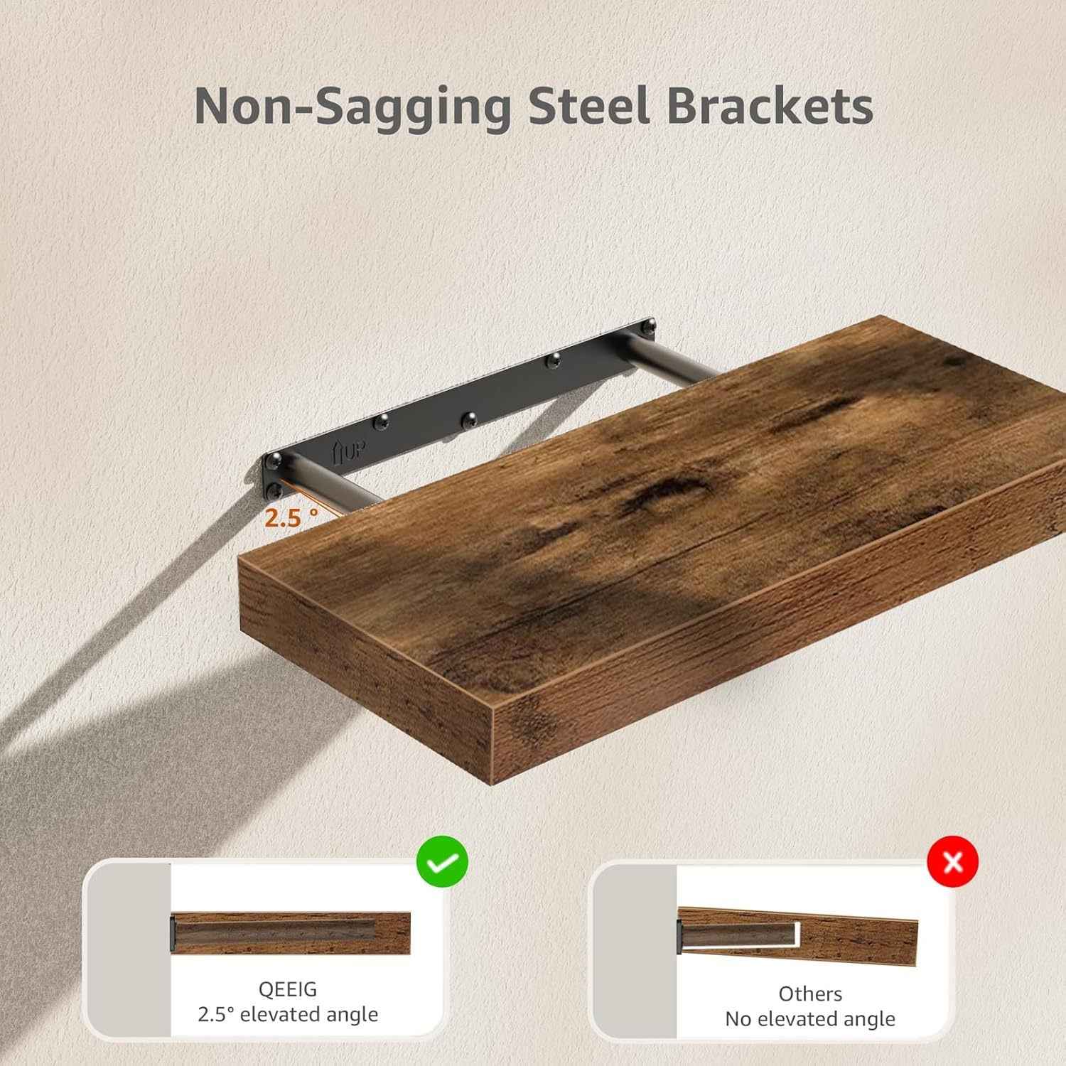 Floating Wall Shelf – Wooden Bamboo Storage Shelf for Living Room, Bedroom & Home Décor AURABAGS SHOP