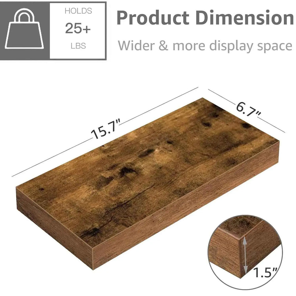 Floating Wall Shelf – Wooden Bamboo Storage Shelf for Living Room, Bedroom & Home Décor AURABAGS SHOP