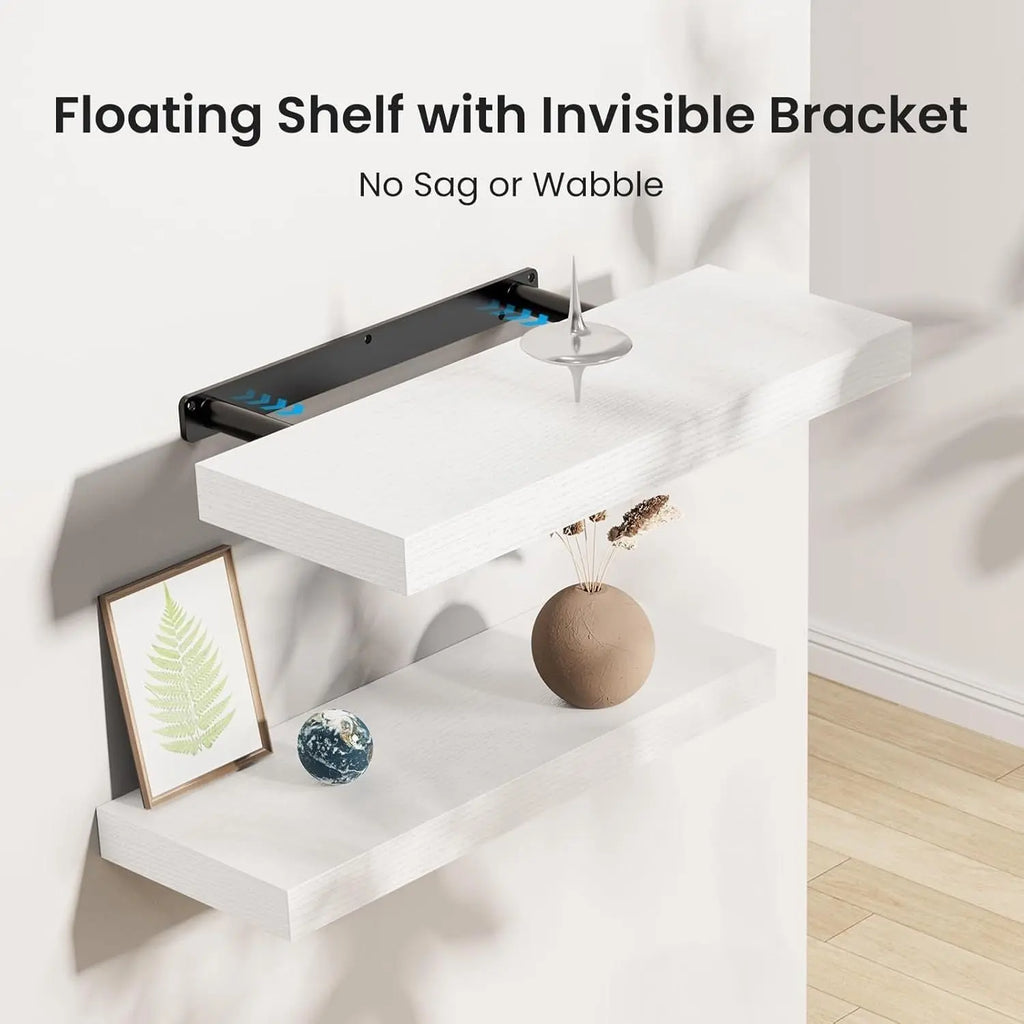 One-Line Floating Wall Shelf – 3-Tier Wooden Bamboo Wall-Mounted Storage Shelf AURABAGS SHOP