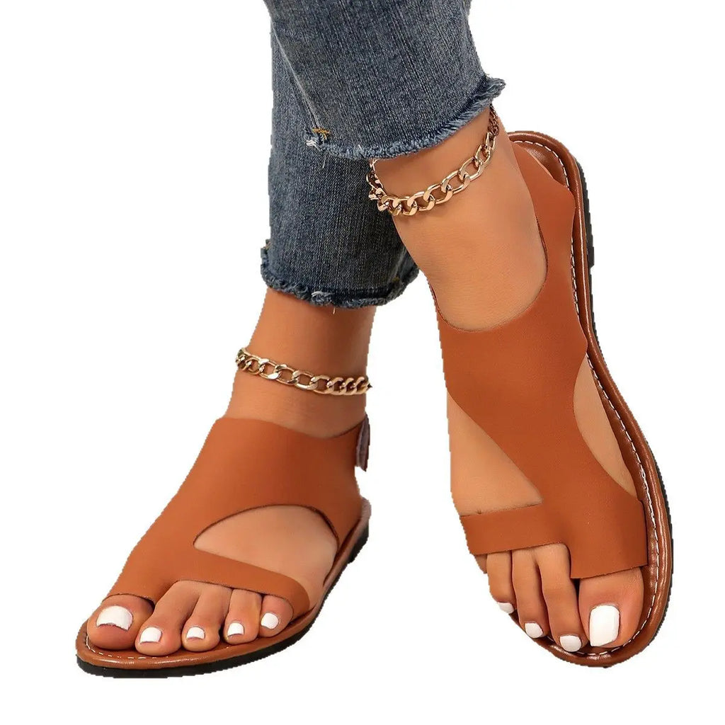 Women's Cross-strap Flat Sandals Retro Style Broadband AURABAGS SHOP