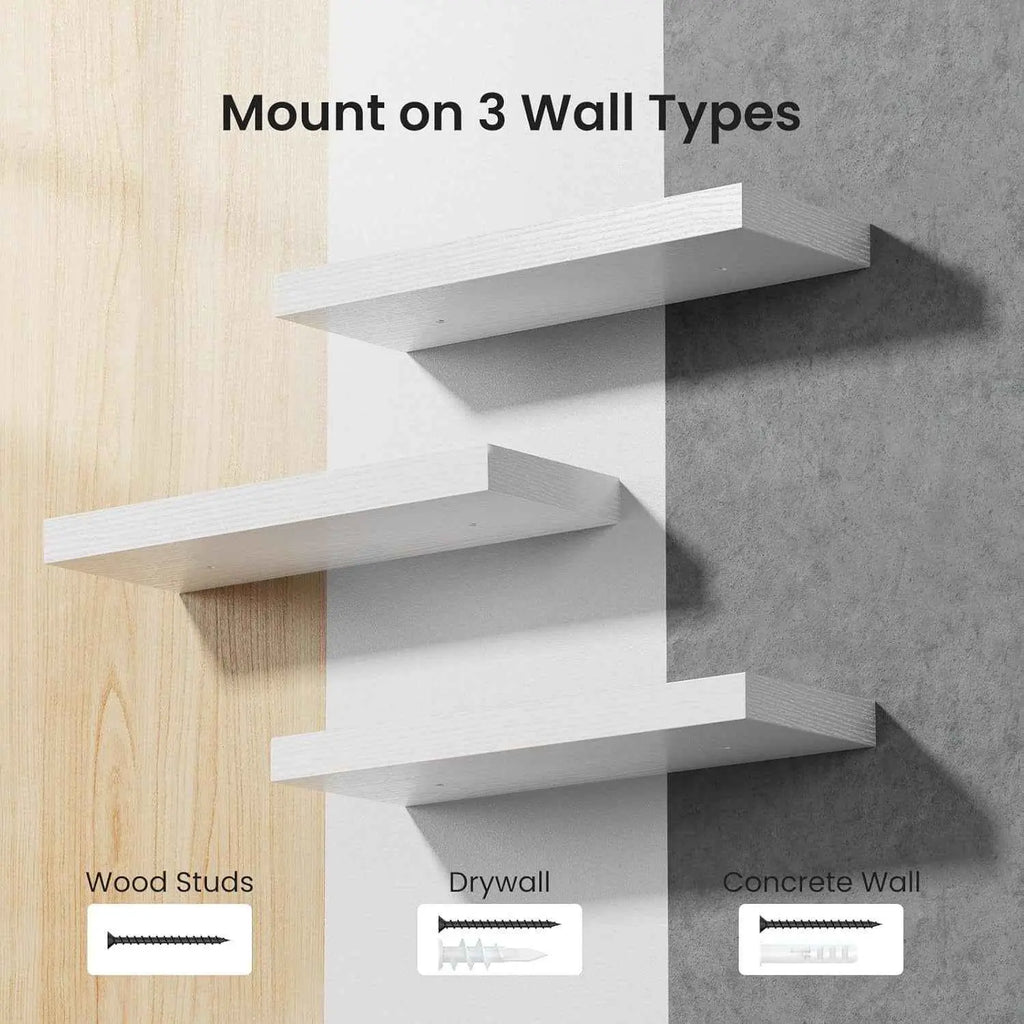 One-Line Floating Wall Shelf – 3-Tier Wooden Bamboo Wall-Mounted Storage Shelf AURABAGS SHOP