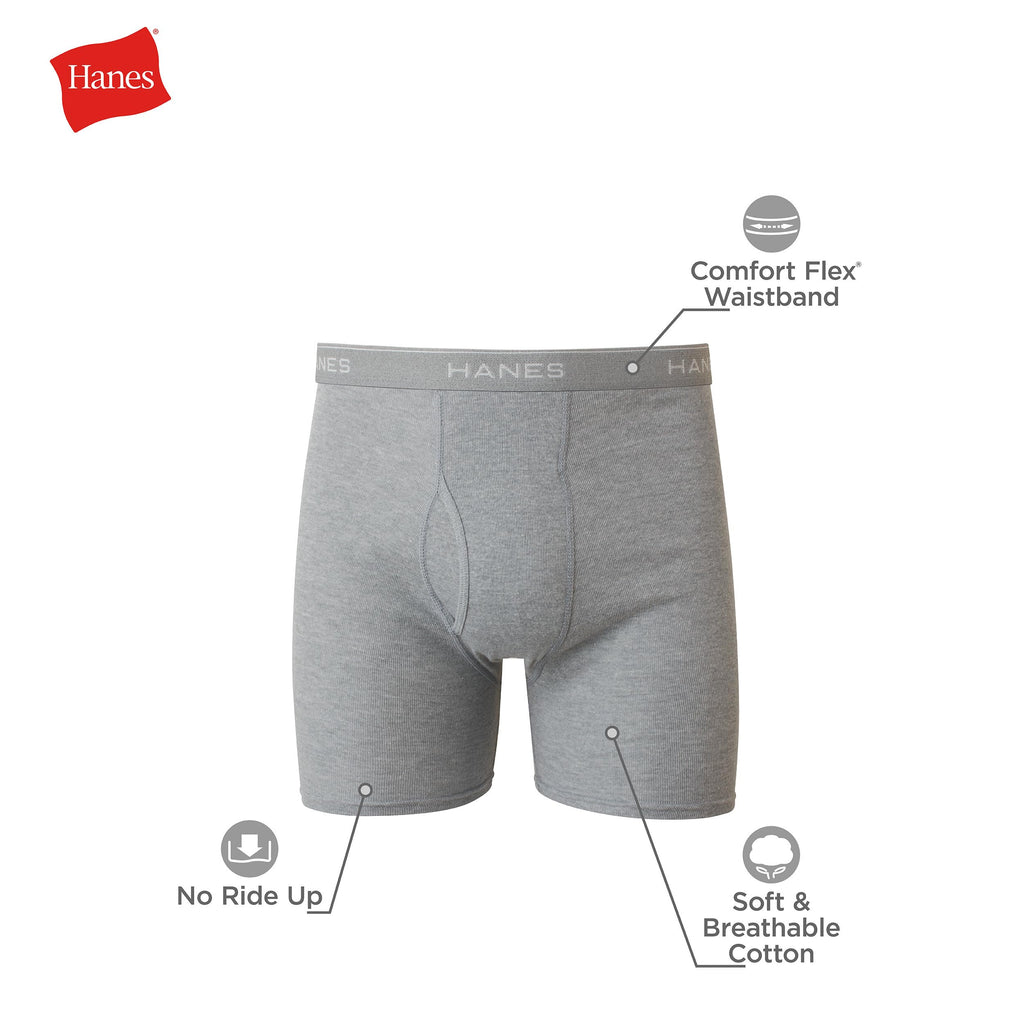 Hanes mens Underwear Boxer Briefs Pack, Cool & Breathable Cotton Moisture-wicking Underwear for Men, No Ride Up
