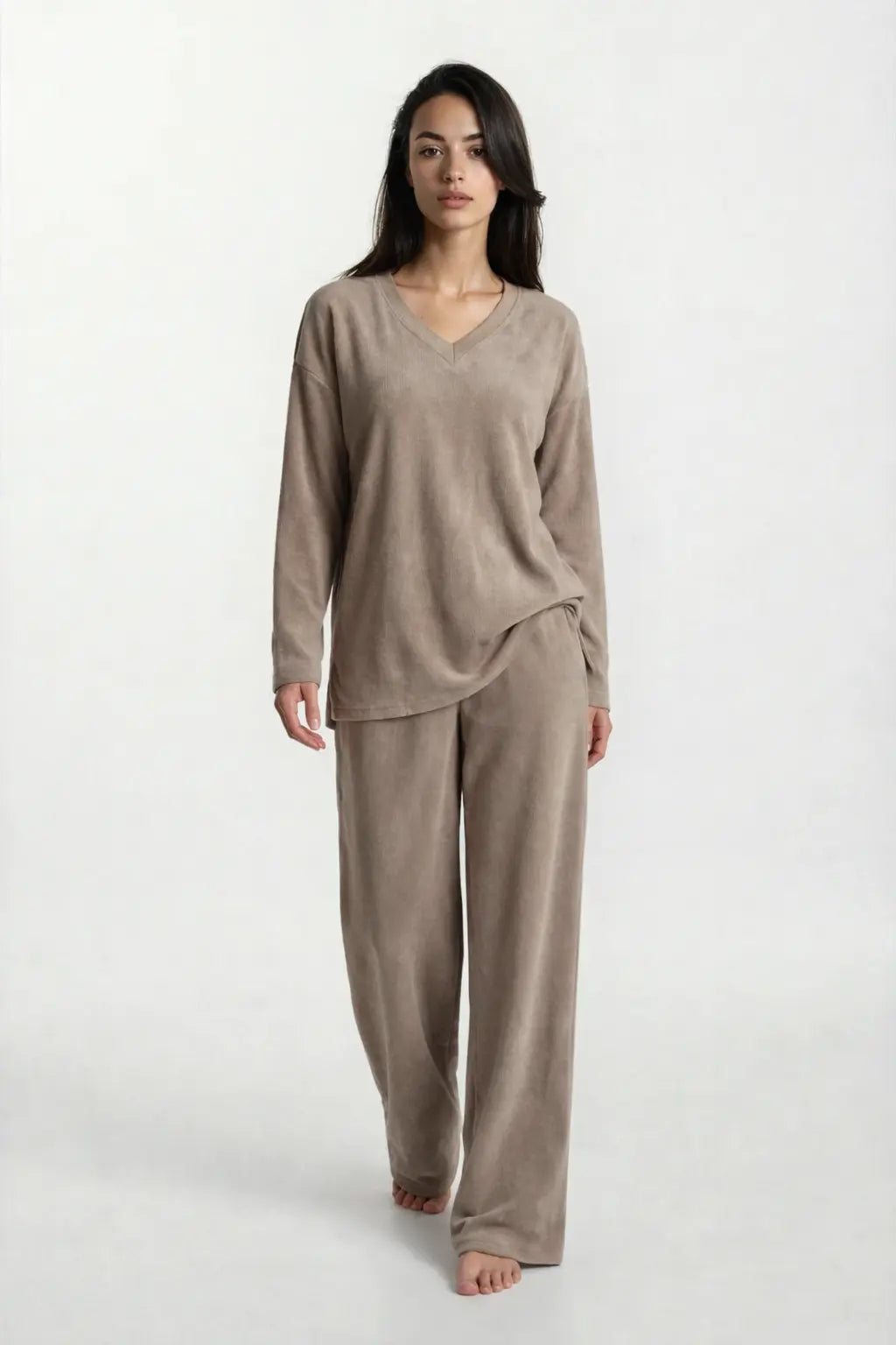 Terry & Co. - Relaxed French Terry Matching Lounge Set For Women 2PC In Latte PRIV the Brand