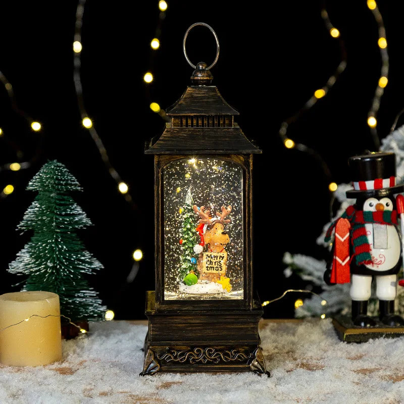 Lanterne de Noël LED | Boule de cristal flocon de neige