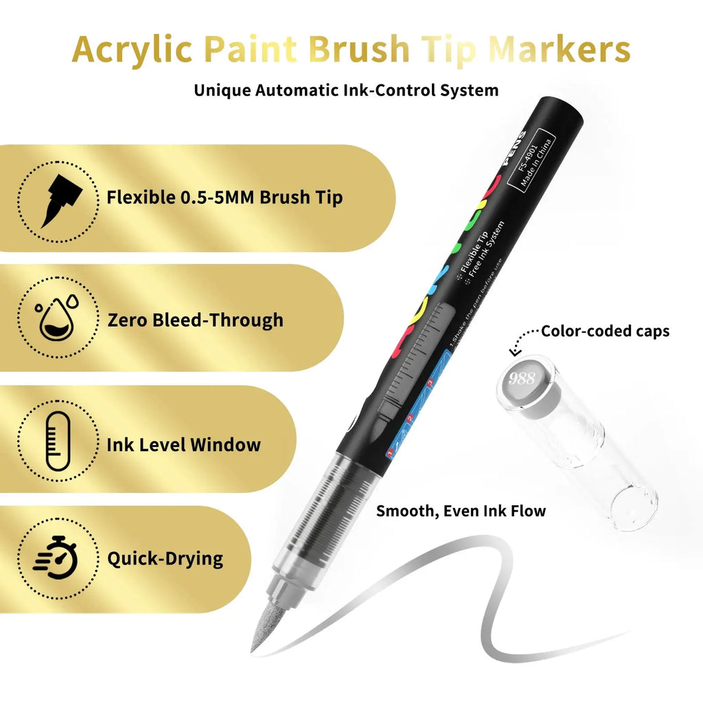 Lot de 12 marqueurs de peinture acrylique liquide (or, argent, noir, blanc), marqueurs de peinture, stylos à pointe feutre, ensemble de papeterie, dessin artistique, artisanat DIY, fournitures de rentrée scolaire, adap Ma boutique