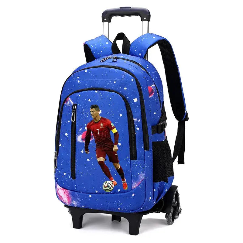 CR7 Ronaldo 2 en 1 sac à dos chariot ciel étoilé sac grande capacité étanche ordinateur portable peut monter les escaliers retour à l'école sac Ma boutique