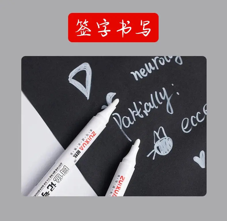 Stylos marqueurs blancs 2.0mm, 1/3/5 pièces, stylo Gel blanc imperméable à l'eau, marqueurs de croquis pour Graffiti, papeterie, fournitures scolaires Ma boutique