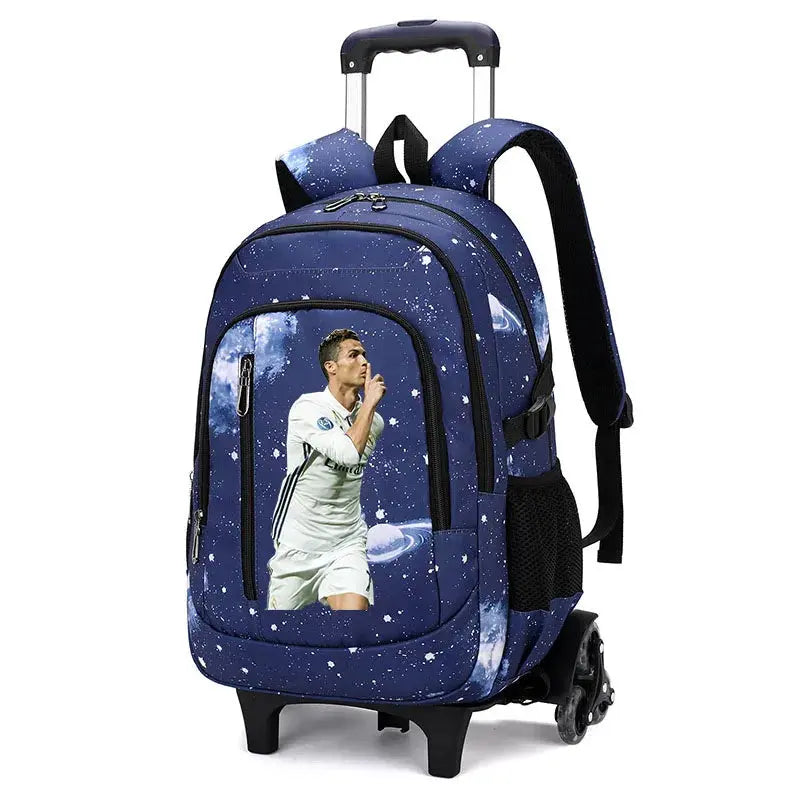 CR7 Ronaldo 2 en 1 sac à dos chariot ciel étoilé sac grande capacité étanche ordinateur portable peut monter les escaliers retour à l'école sac Ma boutique