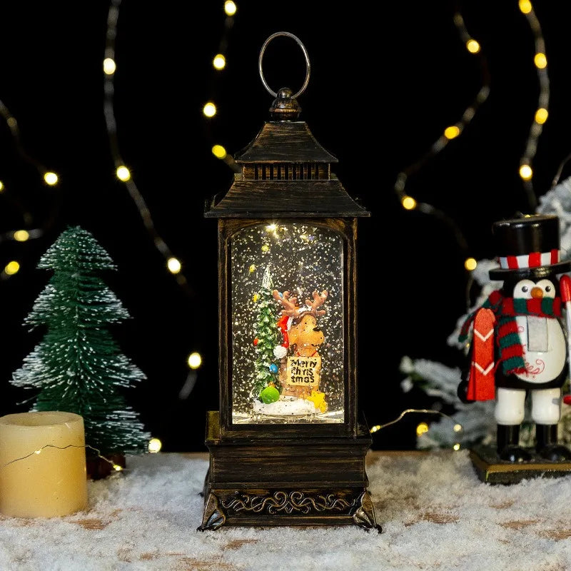 Lanterne de Noël LED | Boule de cristal flocon de neige