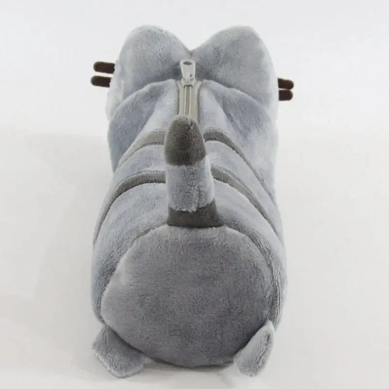 Sac à crayons en peluche chat rayé gris mignon de dessin animé, sacs de rangement de papeterie grande capacité, étui à stylos chat, fournitures scolaires Ma boutique
