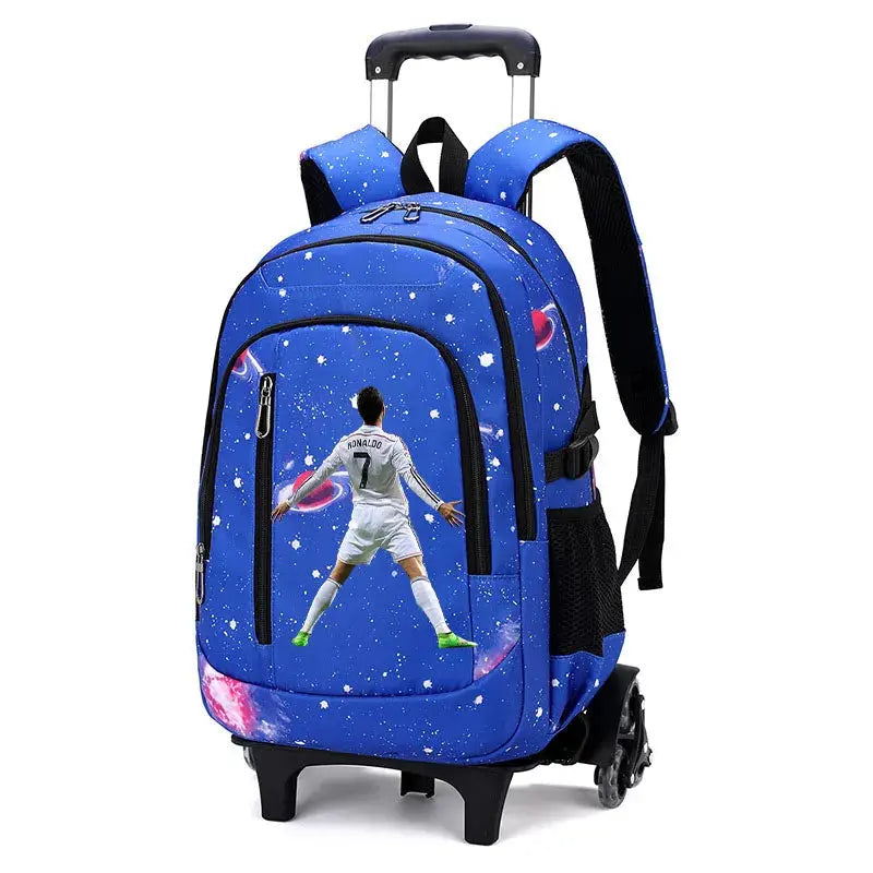 CR7 Ronaldo 2 en 1 sac à dos chariot ciel étoilé sac grande capacité étanche ordinateur portable peut monter les escaliers retour à l'école sac Ma boutique