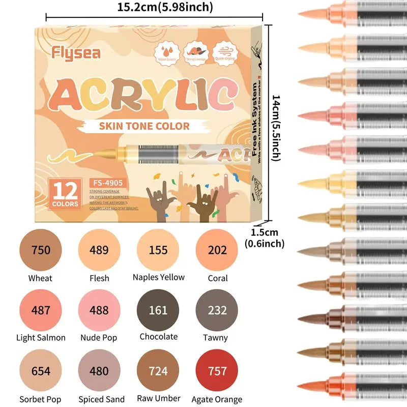 Marqueurs acryliques pour peau, 12 à 48 couleurs, marqueurs de peinture acrylique, séchage rapide, couleurs durables et vibrantes pour créer des œuvres d'art, fournitures artistiques, cadeaux pour étudiants, cadeaux po Ma boutique