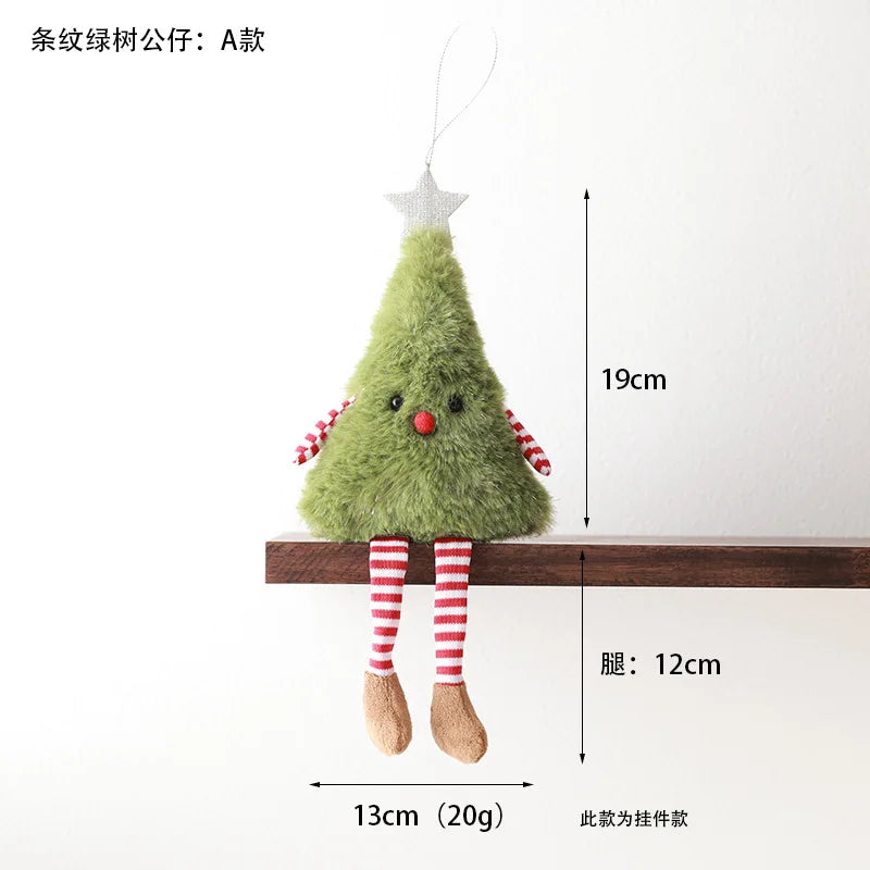 Ornements de Noël en forme de poupée de dessin animé, pendentifs de couronne verte de Noël, décorations de Noël 2026, Joyeux Noël, Feliz Navidad, Bonne Année