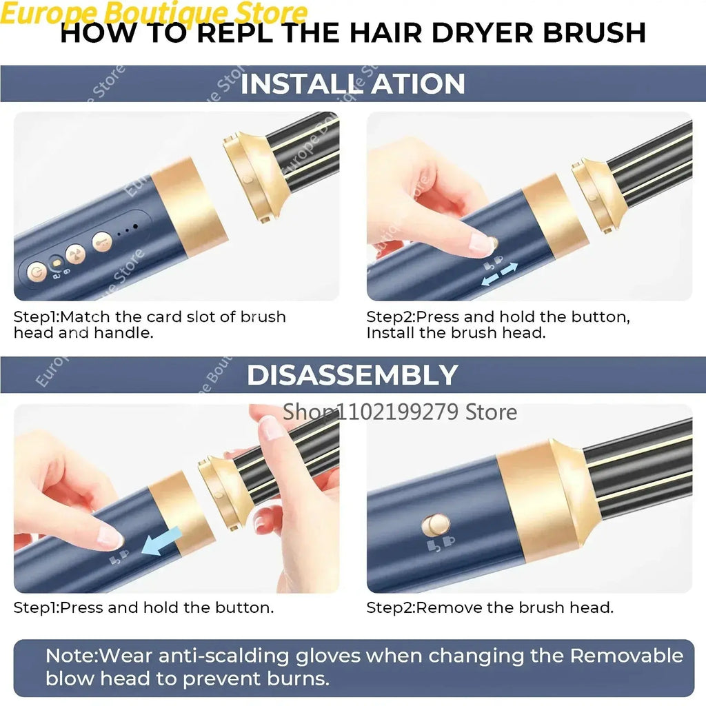 Sèche-cheveux 7 en 1, brosse sans balais, haute vitesse, avec diffuseur, sèche-cheveux ionique, peigne de coiffure à Air chaud, bigoudi automatique Ma boutique