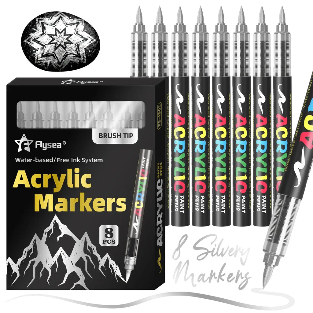 Lot de 12 marqueurs de peinture acrylique liquide (or, argent, noir, blanc), marqueurs de peinture, stylos à pointe feutre, ensemble de papeterie, dessin artistique, artisanat DIY, fournitures de rentrée scolaire, adap Ma boutique