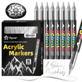 Lot de 12 marqueurs de peinture acrylique liquide (or, argent, noir, blanc), marqueurs de peinture, stylos à pointe feutre, ensemble de papeterie, dessin artistique, artisanat DIY, fournitures de rentrée scolaire, adap Ma boutique