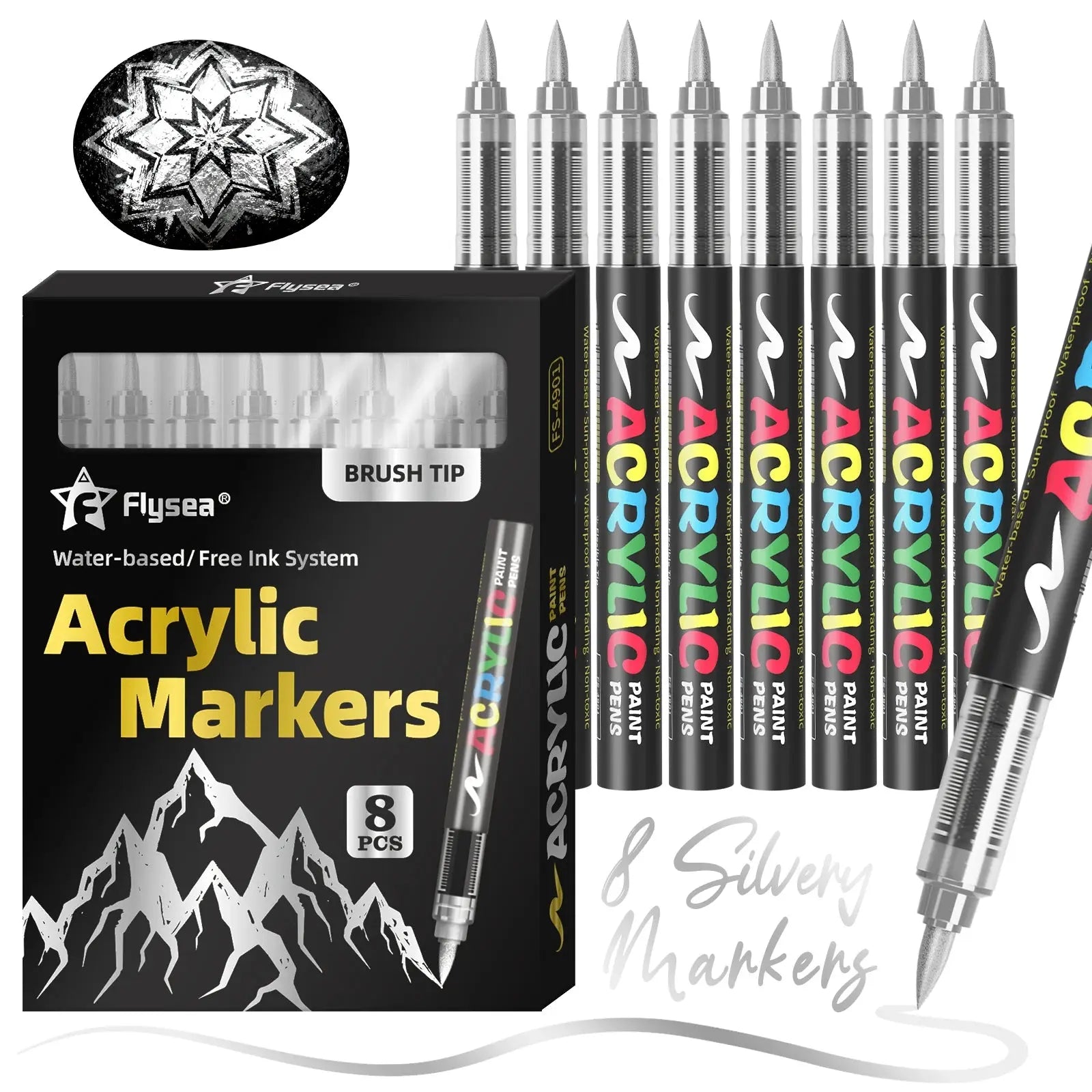 Lot de 12 marqueurs de peinture acrylique liquide (or, argent, noir, blanc), marqueurs de peinture, stylos à pointe feutre, ensemble de papeterie, dessin artistique, artisanat DIY, fournitures de rentrée scolaire, adap Ma boutique