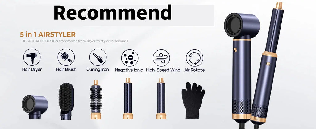 Kit de Fer à Boucler 5-en-1 avec Fer à Friser à 3 Barils, Lisseur et Onduleur Chauffant – Outils de Coiffure pour Femmes Ma boutique