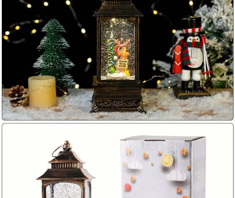 Lanterne de Noël LED | Boule de cristal flocon de neige
