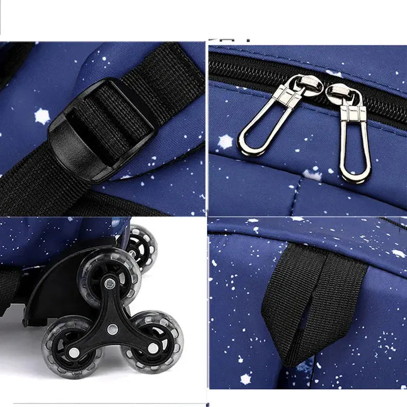 CR7 Ronaldo 2 en 1 sac à dos chariot ciel étoilé sac grande capacité étanche ordinateur portable peut monter les escaliers retour à l'école sac Ma boutique
