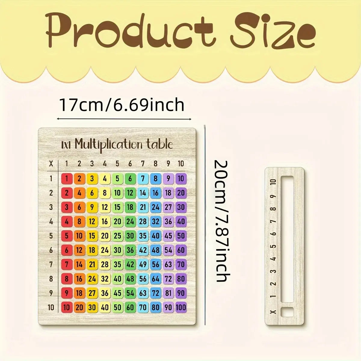 1 planche en bois colorée pour table de multiplications, adaptée aux cours de mathématiques et aux cadeaux de rentrée scolaire, idéale pour les réunions de famille. Ma boutique