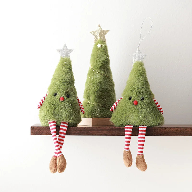 Ornements de Noël en forme de poupée de dessin animé, pendentifs de couronne verte de Noël, décorations de Noël 2026, Joyeux Noël, Feliz Navidad, Bonne Année