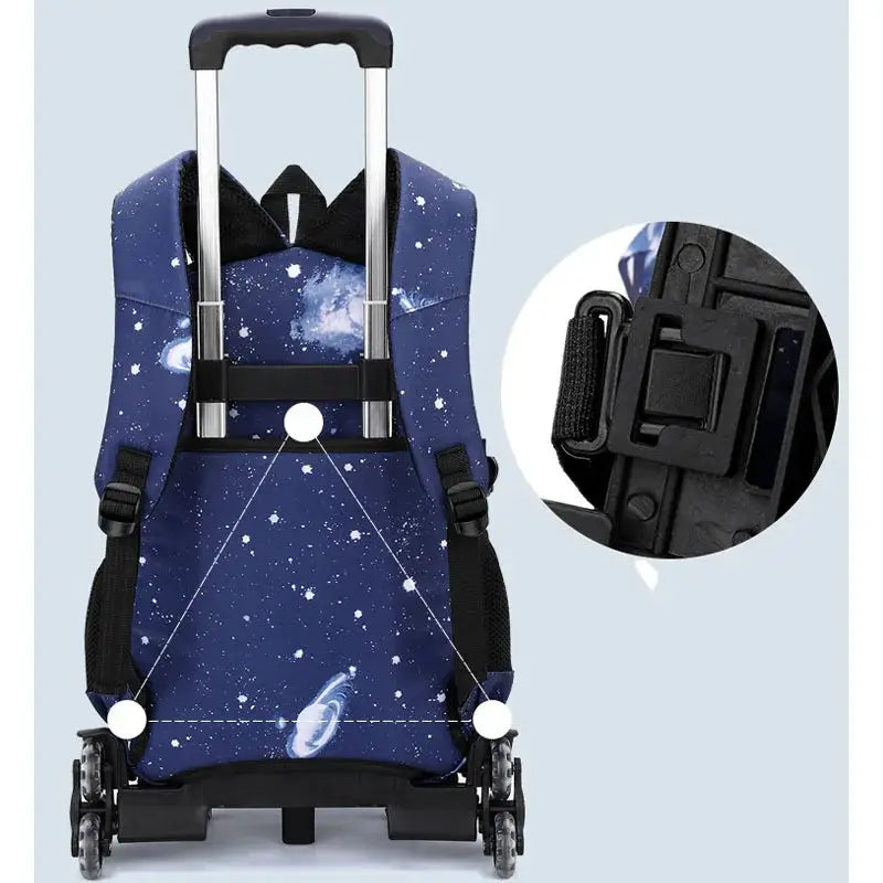 CR7 Ronaldo 2 en 1 sac à dos chariot ciel étoilé sac grande capacité étanche ordinateur portable peut monter les escaliers retour à l'école sac Ma boutique