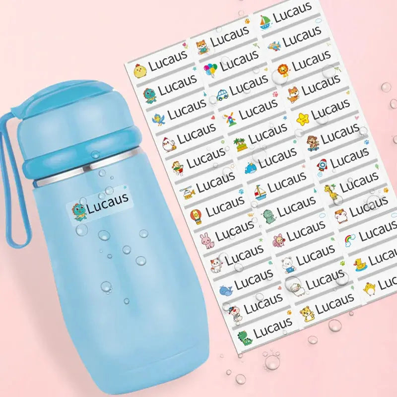 Autocollants de nom transparents imperméables personnalisés-étiquettes multilingue personnalisées pour fournitures scolaires pour enfants (hébreu/anglais/espagnol) Ma boutique