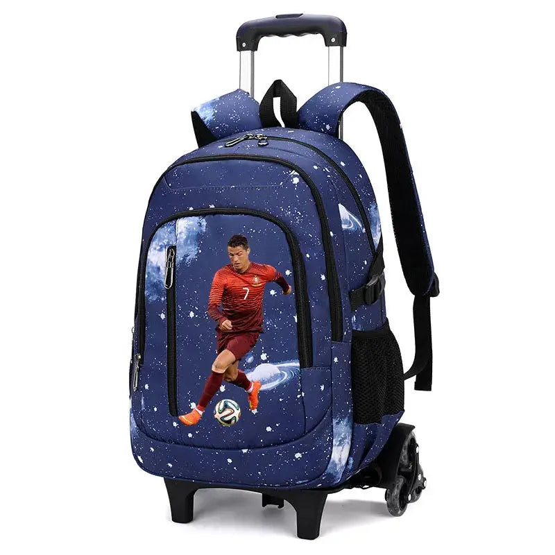 CR7 Ronaldo 2 en 1 sac à dos chariot ciel étoilé sac grande capacité étanche ordinateur portable peut monter les escaliers retour à l'école sac Ma boutique
