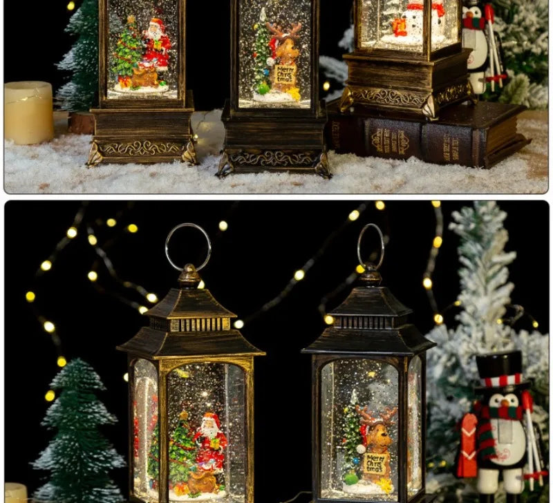 Lanterne de Noël LED | Boule de cristal flocon de neige
