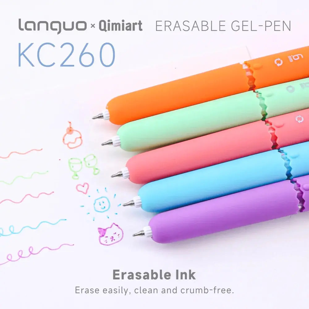 Stylos gel effaçables LANGUO, pointe fine rétractable, fournitures scolaires, couleurs vibrantes, design coquille d'œuf, encre effaçable Ma boutique