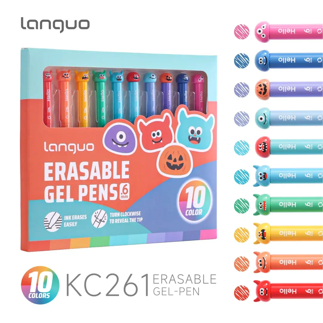 Stylos gel effaçables LANGUO, pointe fine rétractable, fournitures scolaires, couleurs vibrantes, design coquille d'œuf, encre effaçable Ma boutique