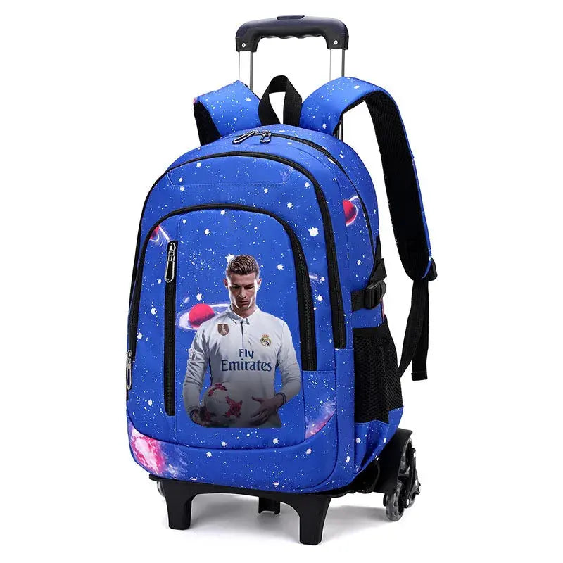 CR7 Ronaldo 2 en 1 sac à dos chariot ciel étoilé sac grande capacité étanche ordinateur portable peut monter les escaliers retour à l'école sac Ma boutique