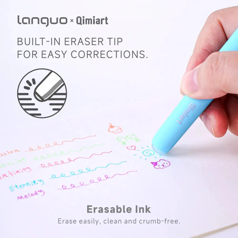 Stylos gel effaçables LANGUO, pointe fine rétractable, fournitures scolaires, couleurs vibrantes, design coquille d'œuf, encre effaçable Ma boutique