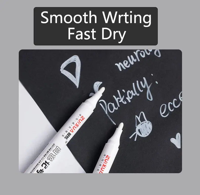 Stylos marqueurs blancs 2.0mm, 1/3/5 pièces, stylo Gel blanc imperméable à l'eau, marqueurs de croquis pour Graffiti, papeterie, fournitures scolaires Ma boutique