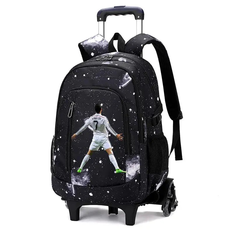 CR7 Ronaldo 2 en 1 sac à dos chariot ciel étoilé sac grande capacité étanche ordinateur portable peut monter les escaliers retour à l'école sac Ma boutique