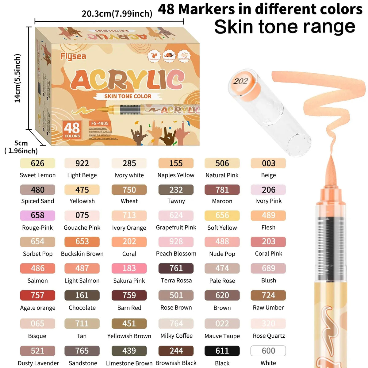 Marqueurs acryliques pour peau, 12 à 48 couleurs, marqueurs de peinture acrylique, séchage rapide, couleurs durables et vibrantes pour créer des œuvres d'art, fournitures artistiques, cadeaux pour étudiants, cadeaux po Ma boutique
