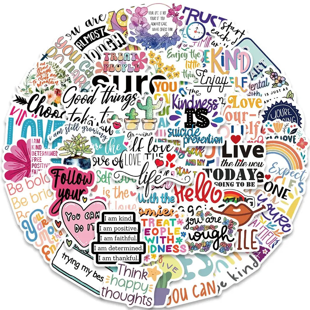 52 pièces phrases de motivation autocollant la vie inspirante venir sur bricolage ordinateur portable salle d'étude Scrapbooking Graffiti autocollants Ma boutique