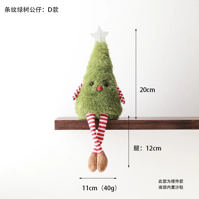 Ornements de Noël en forme de poupée de dessin animé, pendentifs de couronne verte de Noël, décorations de Noël 2026, Joyeux Noël, Feliz Navidad, Bonne Année
