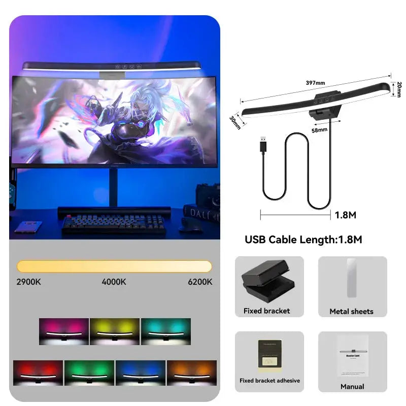Moniteur Led barre lumineuse lampes d'ordinateur lampe de lecture écran suspendu lampe de bureau moniteur à gradation continue pour chambre salle d'étude Ma boutique