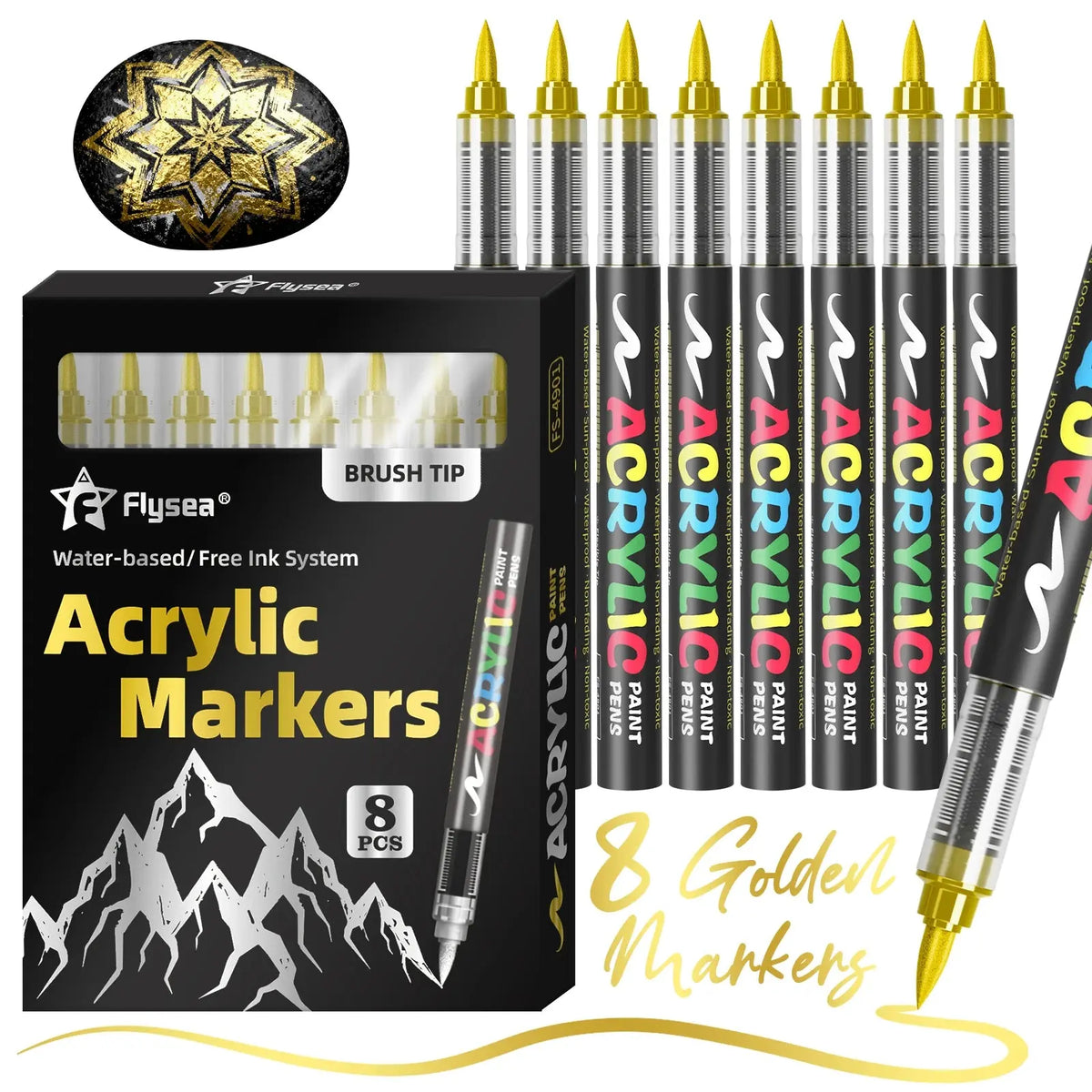 Lot de 12 marqueurs de peinture acrylique liquide (or, argent, noir, blanc), marqueurs de peinture, stylos à pointe feutre, ensemble de papeterie, dessin artistique, artisanat DIY, fournitures de rentrée scolaire, adap Ma boutique