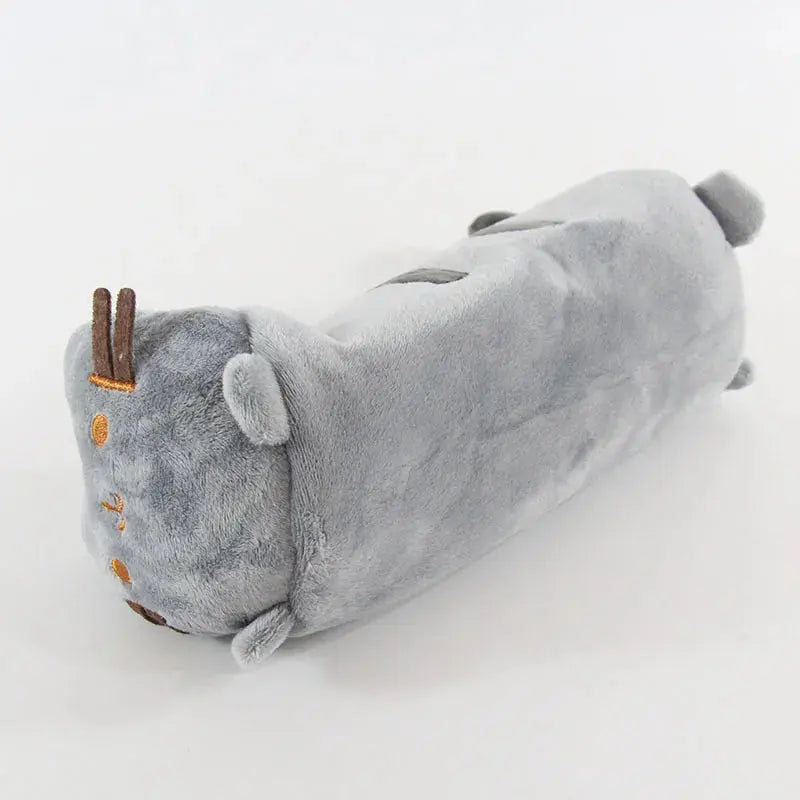 Sac à crayons en peluche chat rayé gris mignon de dessin animé, sacs de rangement de papeterie grande capacité, étui à stylos chat, fournitures scolaires Ma boutique