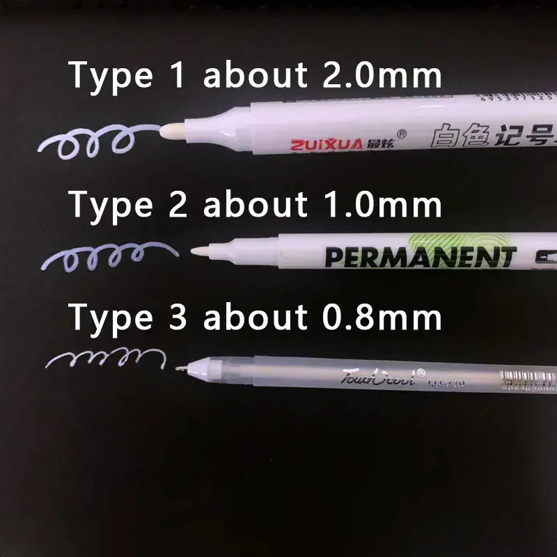 Stylos marqueurs blancs 2.0mm, 1/3/5 pièces, stylo Gel blanc imperméable à l'eau, marqueurs de croquis pour Graffiti, papeterie, fournitures scolaires Ma boutique