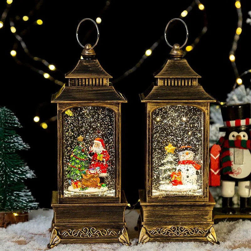 Lanterne de Noël LED | Boule de cristal flocon de neige