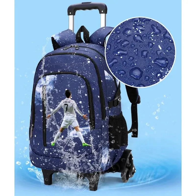 CR7 Ronaldo 2 en 1 sac à dos chariot ciel étoilé sac grande capacité étanche ordinateur portable peut monter les escaliers retour à l'école sac Ma boutique