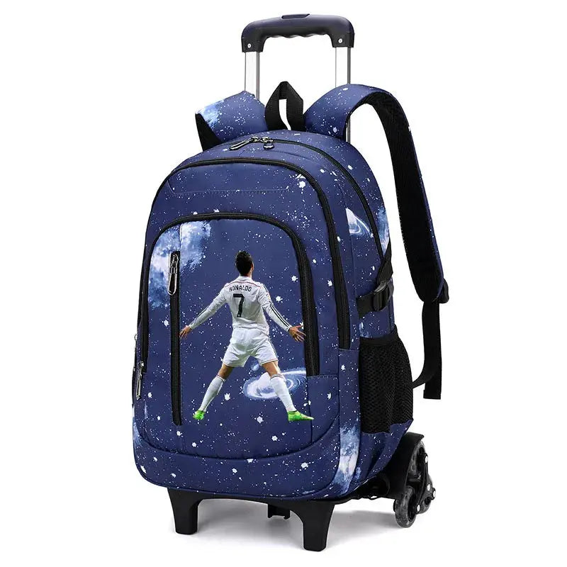 CR7 Ronaldo 2 en 1 sac à dos chariot ciel étoilé sac grande capacité étanche ordinateur portable peut monter les escaliers retour à l'école sac Ma boutique