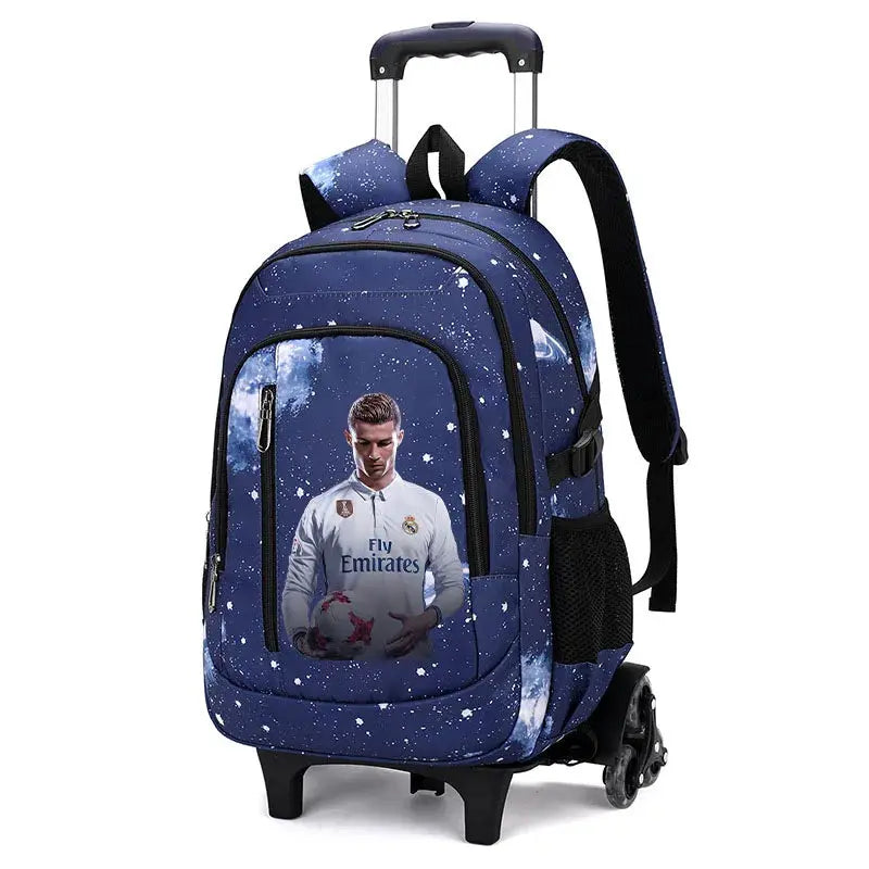 CR7 Ronaldo 2 en 1 sac à dos chariot ciel étoilé sac grande capacité étanche ordinateur portable peut monter les escaliers retour à l'école sac Ma boutique
