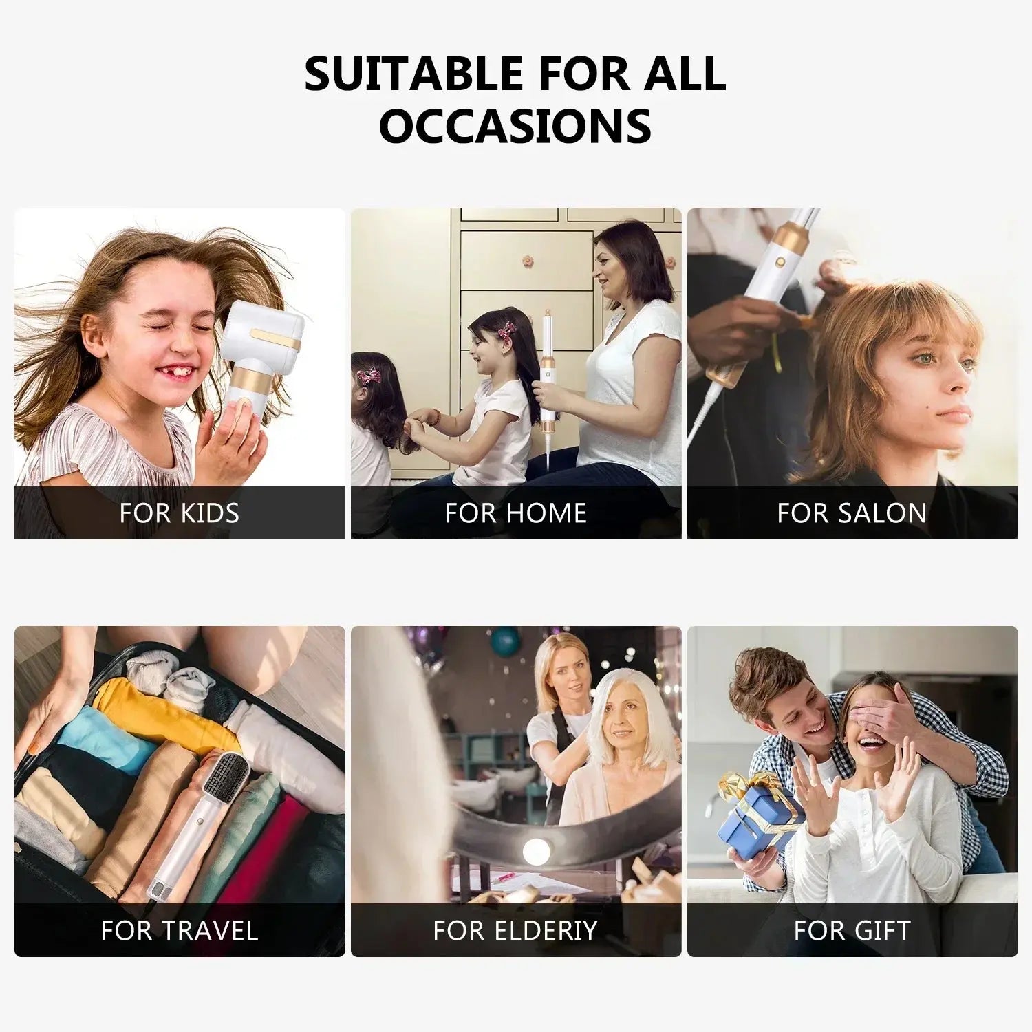 Sèche-cheveux 7 en 1, brosse sans balais, haute vitesse, avec diffuseur, sèche-cheveux ionique, peigne de coiffure à Air chaud, bigoudi automatique Ma boutique