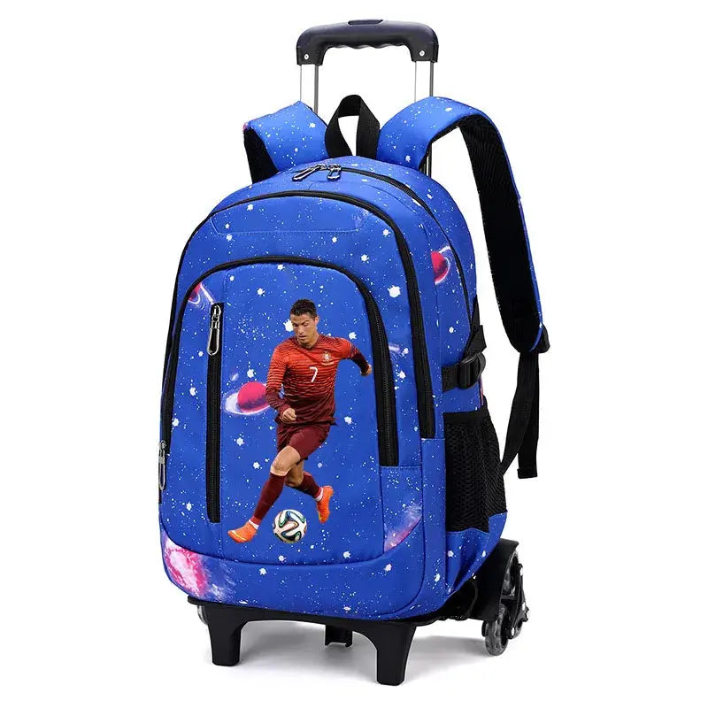 CR7 Ronaldo 2 en 1 sac à dos chariot ciel étoilé sac grande capacité étanche ordinateur portable peut monter les escaliers retour à l'école sac Ma boutique
